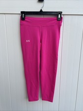 Under Armour Youth Girls Pink Cropped Leggings Sz Medium