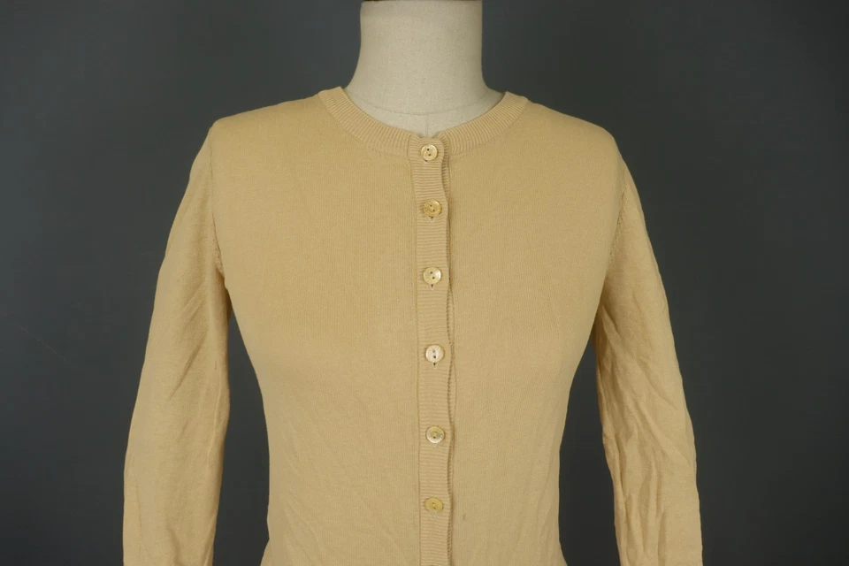 Cárdigan DOLCE & GABBANA Tostado 100% Algodón Tejido Cuello Redondo Botón Frontal Talla S/M Foto 2 de 4