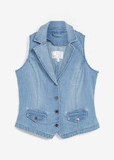 Neu Jeansweste Gr. 48 Eisblau Denim Damen Stretch-Weste Ärmellose Jacke