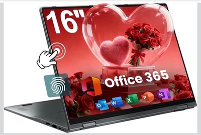 16 inch Convertible Laptop, N95 Quad Core 16GB DDR5 RAM 640GB Storage, Wifi6