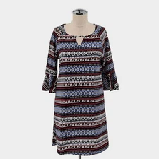 Molly Bracken Bell Sleeve Womens Dress Size XS Stripe Shift Retro Eclectic Boho