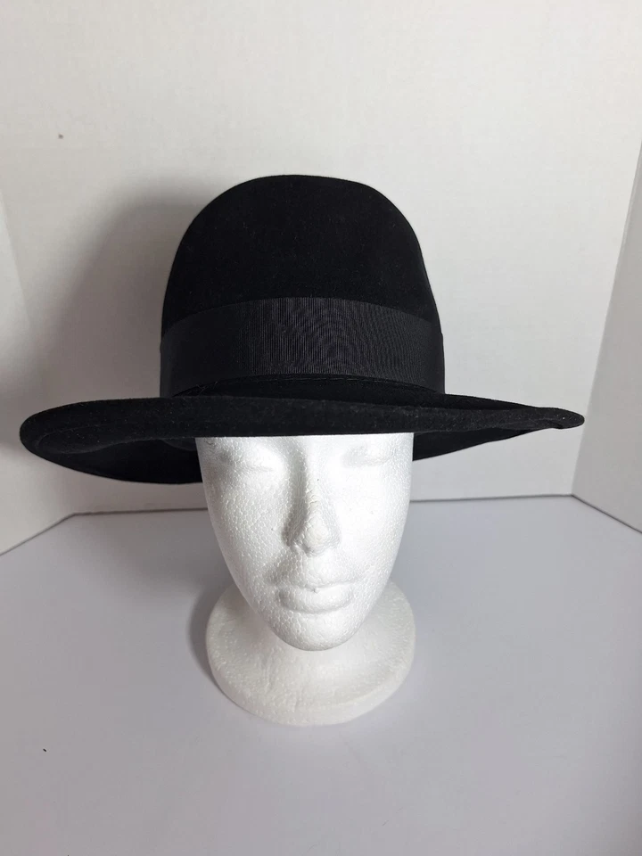 Vtg 1950's Dobb's Hanover Square Whippet Style Hat 7 1/4" Black Fedora Classic - Image 2 of 4