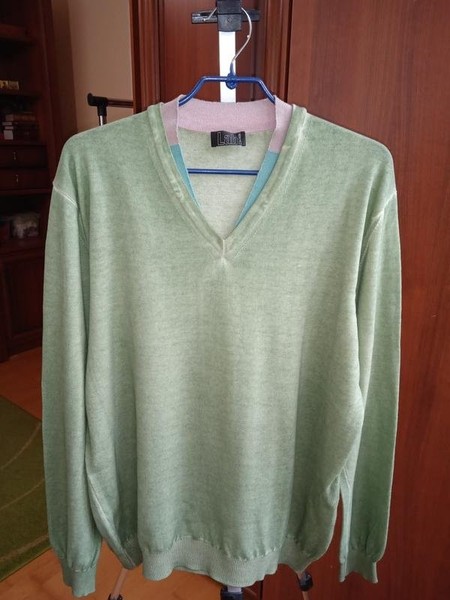 Men Pal Zileri Sweater Green Cotton 40 /L / 48