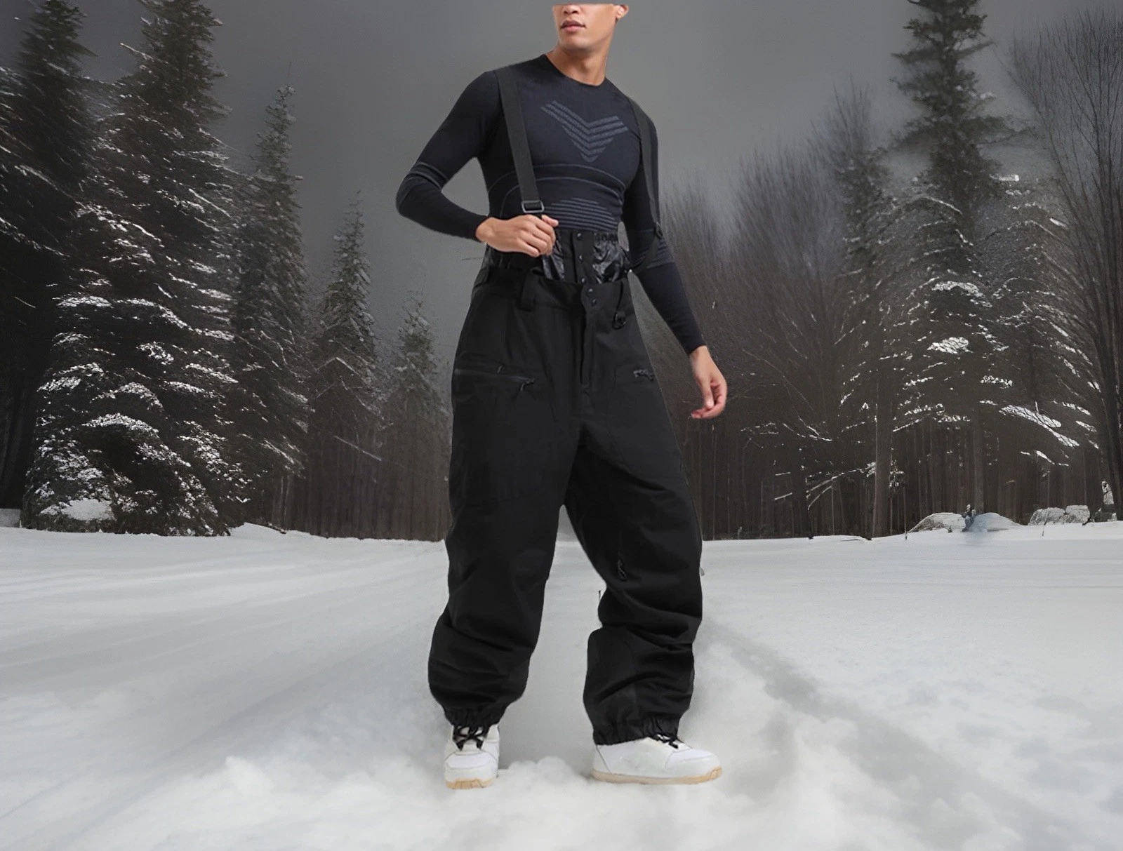 Ski-Doo Mens Vasa Highpants Snowmobile Bibs ExoFloat System Black Snow Pants L
