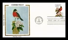 US COVER CONNECTICUT STATE BIRD FLOWER FDC COLORANO SILK CACHET