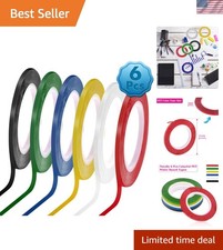 6 Rolls of 1/8" Assorted Whiteboard Tape - Easy Apply for Art and Organizing