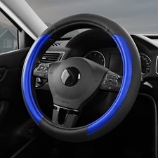 Skechers Steering Wheel Cover Memory Foam,Luxury Leather Steering Wheel Blue