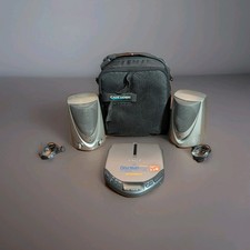 Sony Discman Portable Compact Disc Player With Carrying Case And Speakers WORKS