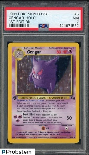 1999 Pokemon Fossil 1st Edition #5 Gengar Holo PSA 7 NM