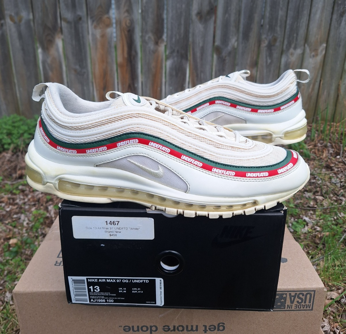 Nike Air Max 97 Undefeated Sail White Gorge Green Red AJ1986-100