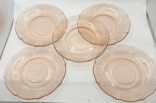 Vintage MacBeth-Evan’s Pink American Sweetheart Glass Round Plates Depression