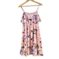 Jeanswest Dress Womens 8 Pink Floral Ruffle Strappy Fit Flare Knee Length 131067
