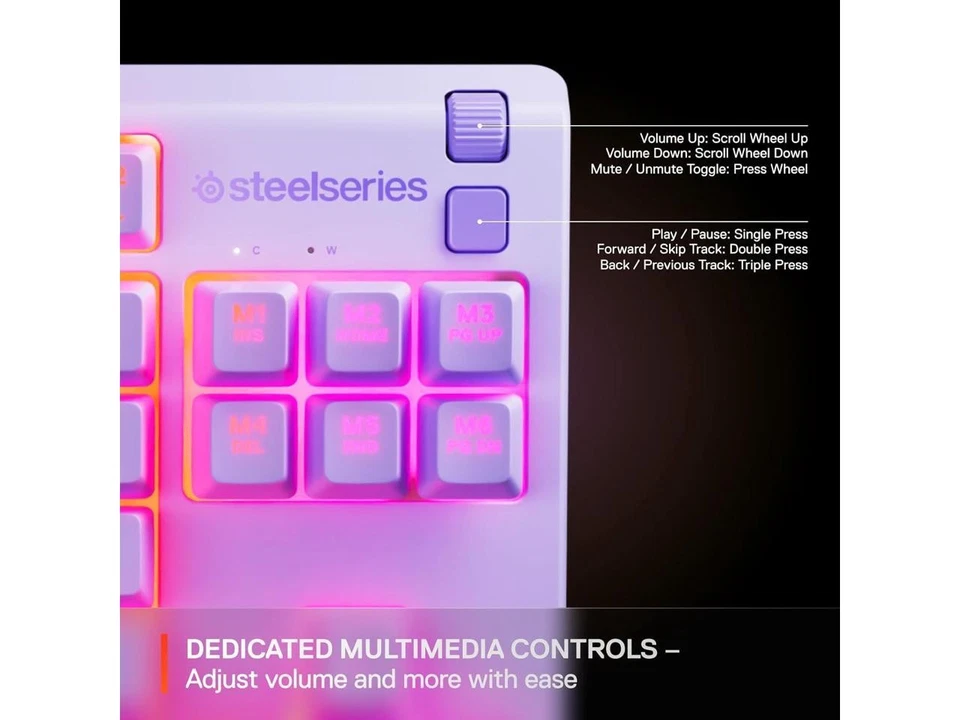 SteelSeries Apex 3 TKL Aqua RGB Gaming Keyboard - Tenkeyless Compact Form - Image 2 of 4