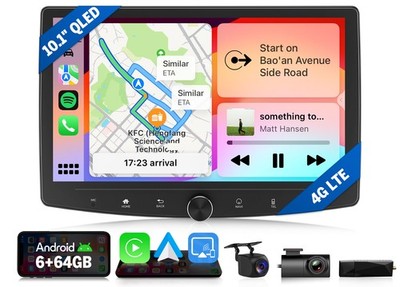 DAB+ 10,1''QLED Touchscreen Android Auto 6+64GB Autoradio 2DIN Radio Navi CarPlay