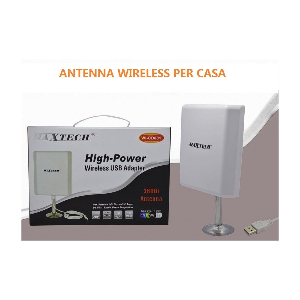 ADATTATORE WIRELESS WI-FI AMPLIFICATORE ANTENNA 36DBi 150Mbps Wi-CD001