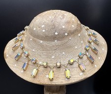 Choker Necklace VTG Dazzling Aurora Borealis Crystal Rhinestone Gold Tone 13-15  