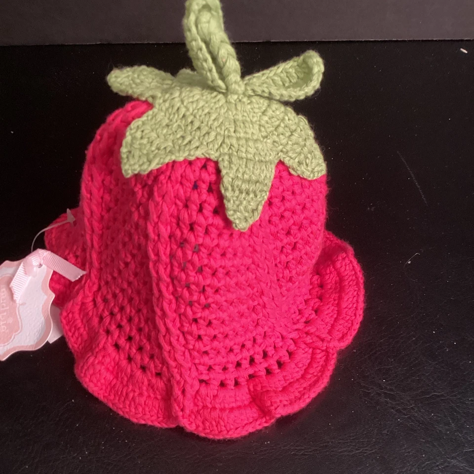 Sombrero de bebé tejido con flores rosa de Mud Pie, nuevo Foto 3 de 3