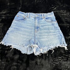 American Eagle Outfitters 90s Boyfriend Shorts Womens 0 Blue Cotton High Rise