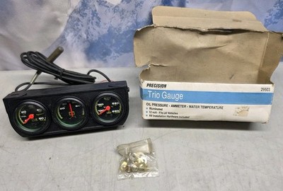   Magnum 12V Illuminated Trio (3) Gauges No. 29503 W/ Box Untested Black