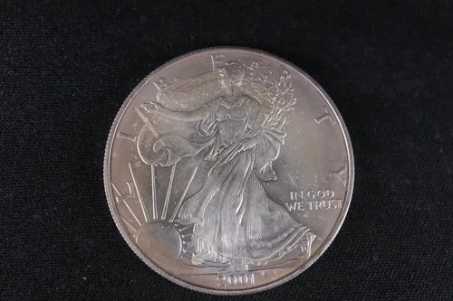 NobleSpirit GEM BU 2001 American SILVER Eagle .999 1oz Some Toning
