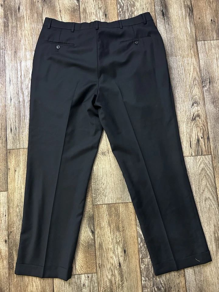 Pantalones de vestir Nautica para hombre negros 38x30 lana plisada frontal Foto 4 de 4