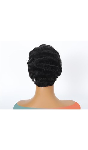 Short Finger Wave Human Hair Wig Full Machine Made Brazilian Pixie Cut Wig - Picture 7 of 7