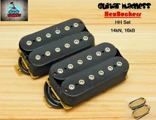 G.M. HexBucker Hight Output Humbucker Set (50mm,52mm) Black, Chrome poles