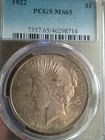 1922 Peace Dollar PCGS MS-65 Dark Sunset Hue Toning! Obv + Rev
