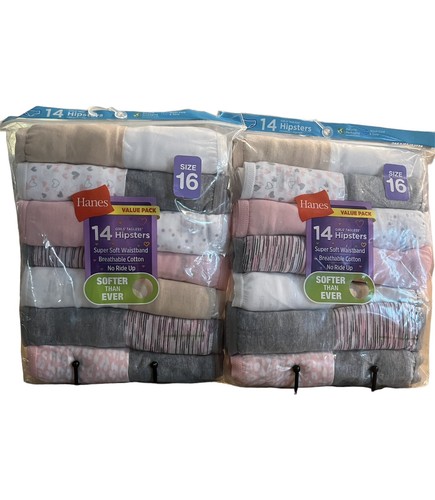 Hanes New Girl Tagless Hipster Underwear Panties Size 16 - 14 Pk Soft Than Ever