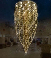 Yc.  Modern LED Crystal pendant Lamp Hotel Villa Lobby Restaurant ceiling Light