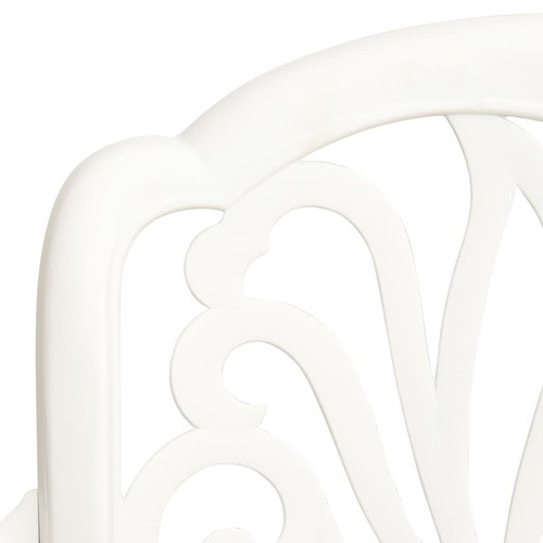 White Bistro Set 3 Pcs Cast Aluminium Elegant Garden Table And Chairs Furniture - Picture 7 of 11