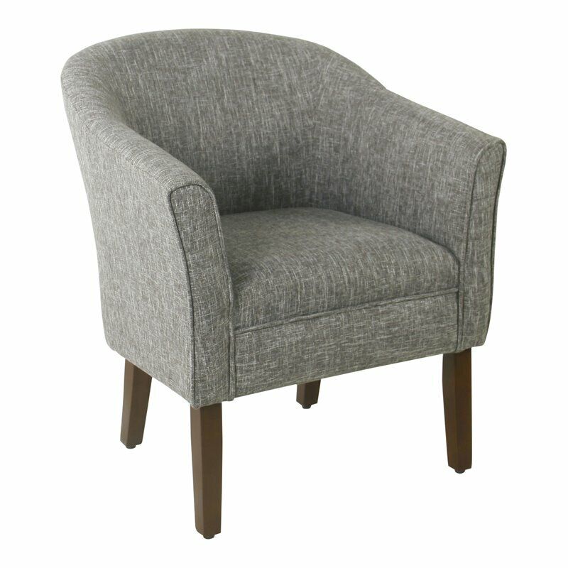 HomePop Transitional Wood and Fabric Barrel Accent Chair in Slate Gray