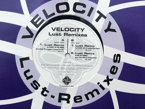 Velocity LUST REMIXES Rabbit in Moon Techno Acid RARE Art Trance 12" DJ Vinyl - Picture 2 of 3