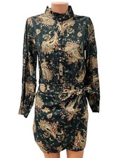 SEZANE size 38 - S Cotton Dress Long Sleeve Multicoloured Stand Up Collar