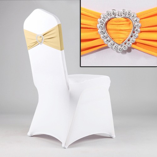 Spandex Stretch Wedding Party Chair Cover Band Sashes With Buckle Bow Slider - Picture 17 of 48
