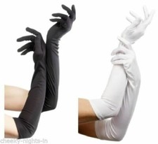 Ladies White/ Black  Theatrical Ballroom Opera Fancy Dress Flapper Gloves