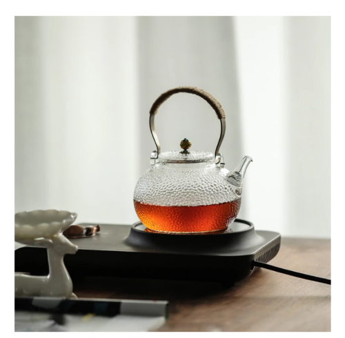 500ml Hammered Style Heat-Resistant Flower Tea Glass Teapot Kett