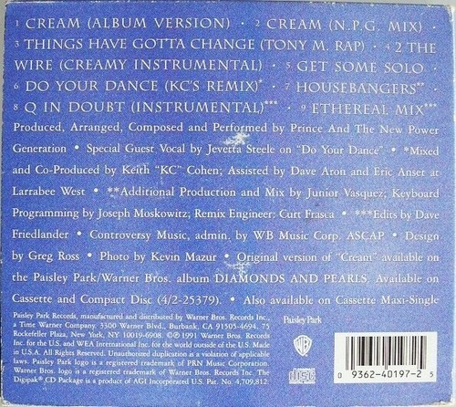 CD SINGLE Prince And The New Power Generation – Cream US 1991 Warner Bros - Picture 2 of 3