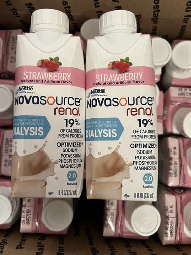 Nestle Novasource Renal Strawberry Nutrition Dialysis Patients 24 Packs