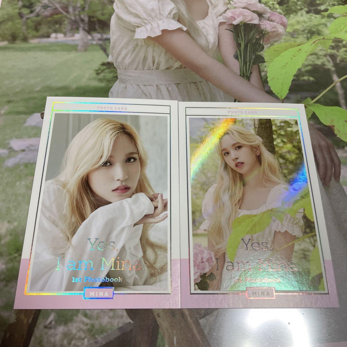 TWICE Yes I am Mina. Gray ver. Pink ver. Photobooks PCs Postcards