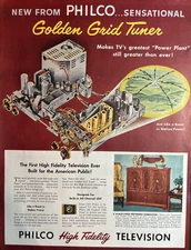 1952 Philco Television High Fidelity Golden Grid Tuner Power Plant VTG Print Ad