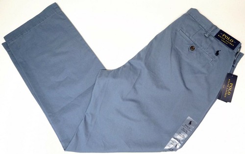Nuevo $85 Polo Ralph Lauren Classic Fit Pantalones frente plano para hombre  Chino De Algodón Azul | eBay