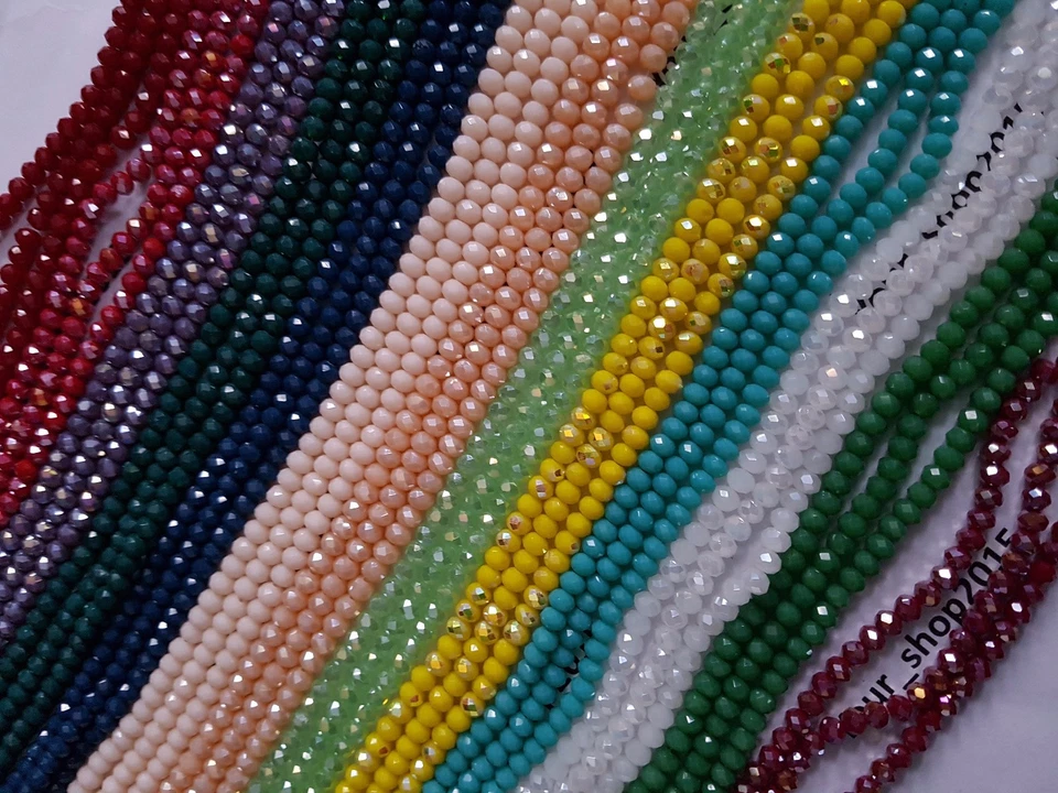 80  Faceted Rondelle Opaque Crystal Glass Loose Beads 4mm Jewellery making art - Image 2 of 3