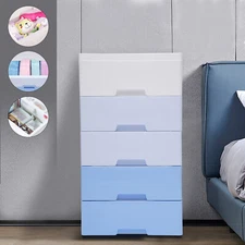 Easy Pull Closet Drawers Tall Dresser Organizer Storage Cabinet Gradient Blue