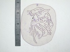 vtg 1960s 1970s Tattoo acetate stencil Lion and Snake signed LT1