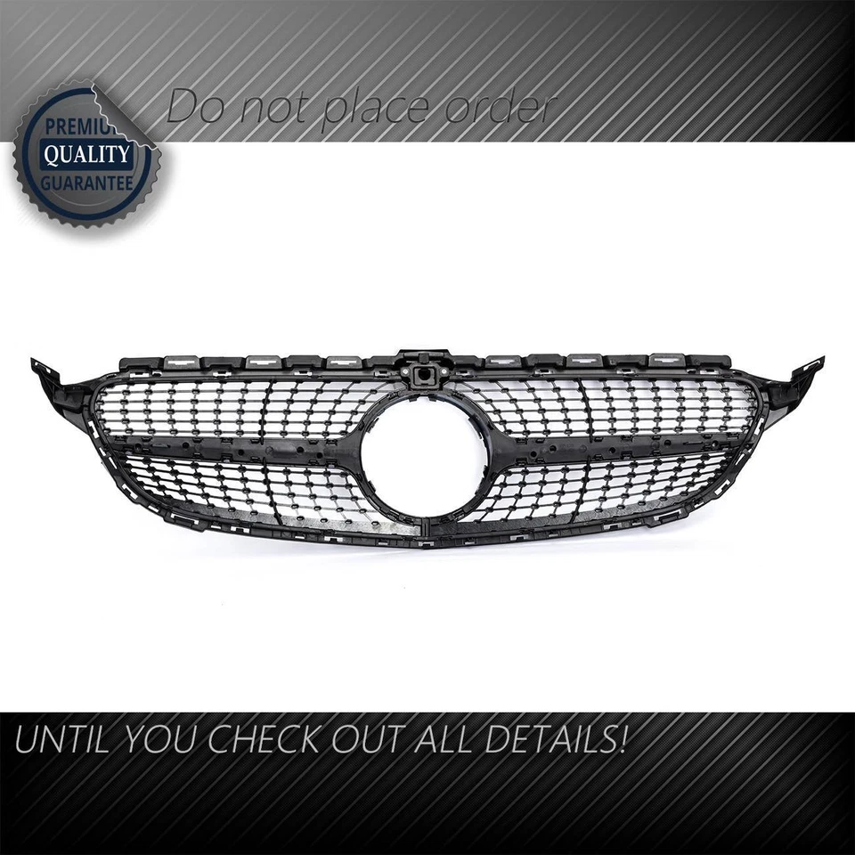 Parrilla de diamante para Mercedes Benz W205 Clase C C250 C300 C400 2015-2018 plateada Foto 2 de 4