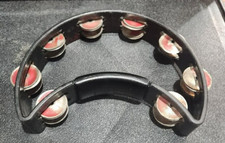 vtg Rhythm Tech crescent moon Tambourine D259,047 D268419 DISTRESSED PROP BUCK