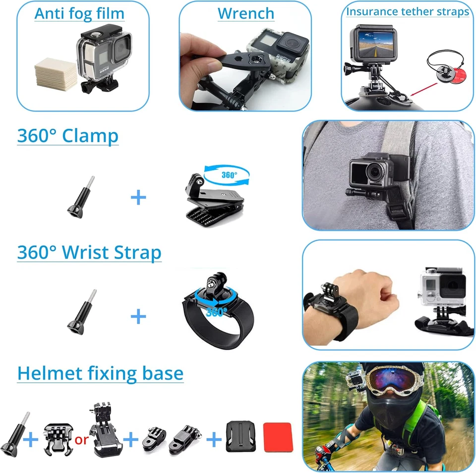 62 in One Accessories Starter Kit Compatible with Gopro Hero 12/11/10/9/8/Max/7/ - Image 3 of 4