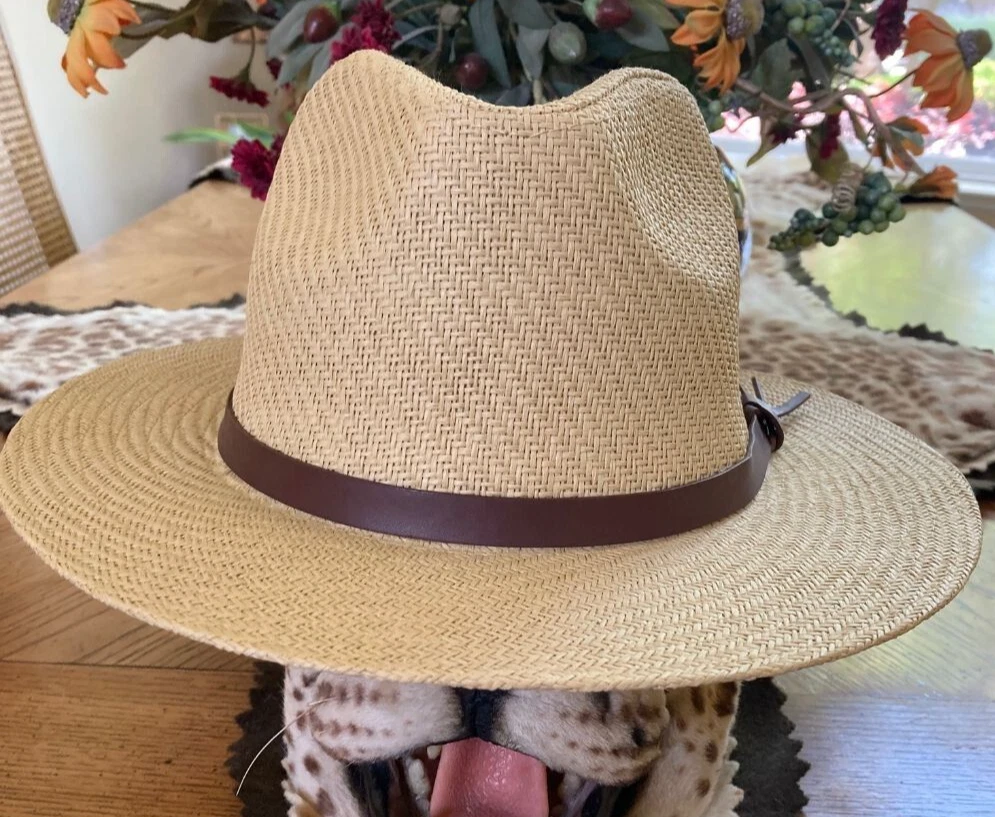 PANAMA JACK New Men Safari Hat * M * Matte Toyo Straw Sun Shady Beach Golf Sport