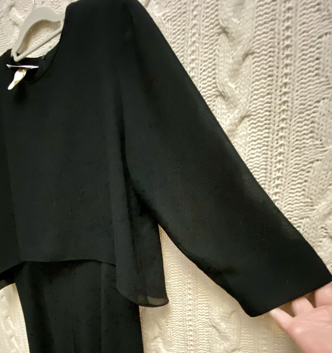 Drapers And Damon Black Evening Gown Dress 14 Vtg USA Sheer Over Cape Goth  | eBay